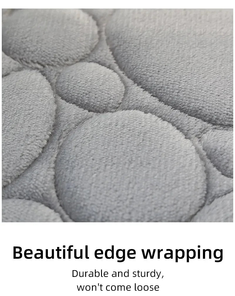 3-Piece Cobblestone Bath Mat Set - Non-Slip & Absorbent
