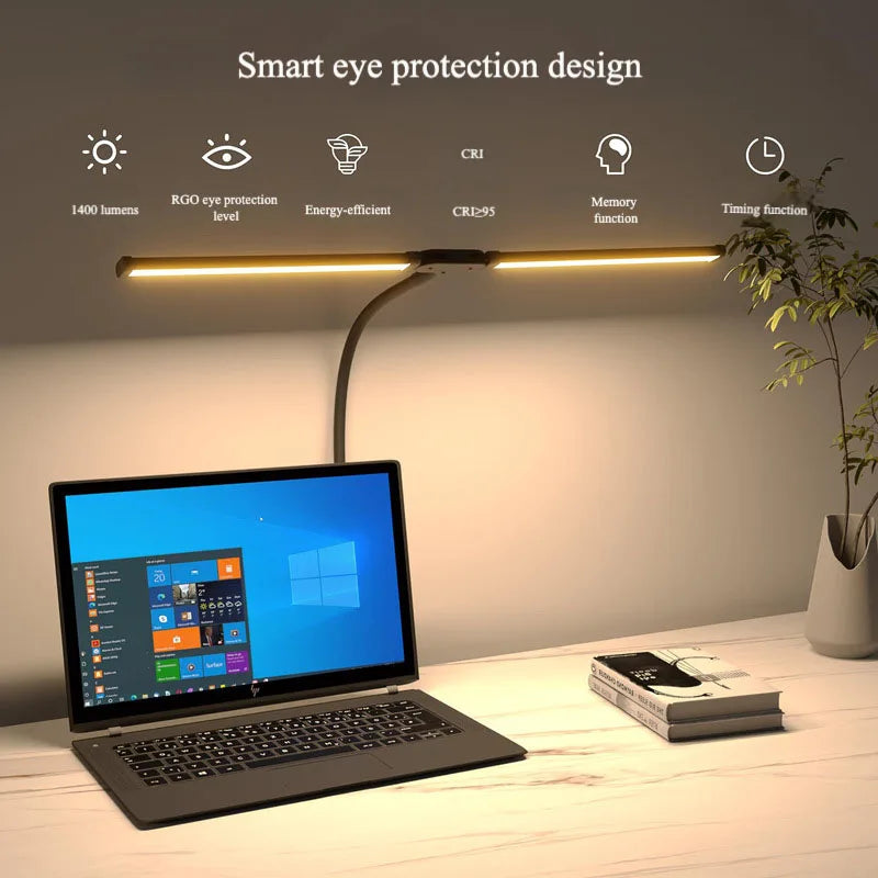 Dual-Head LED Architect Desk Lamp – Dimmable & Adjustable Office Lighting