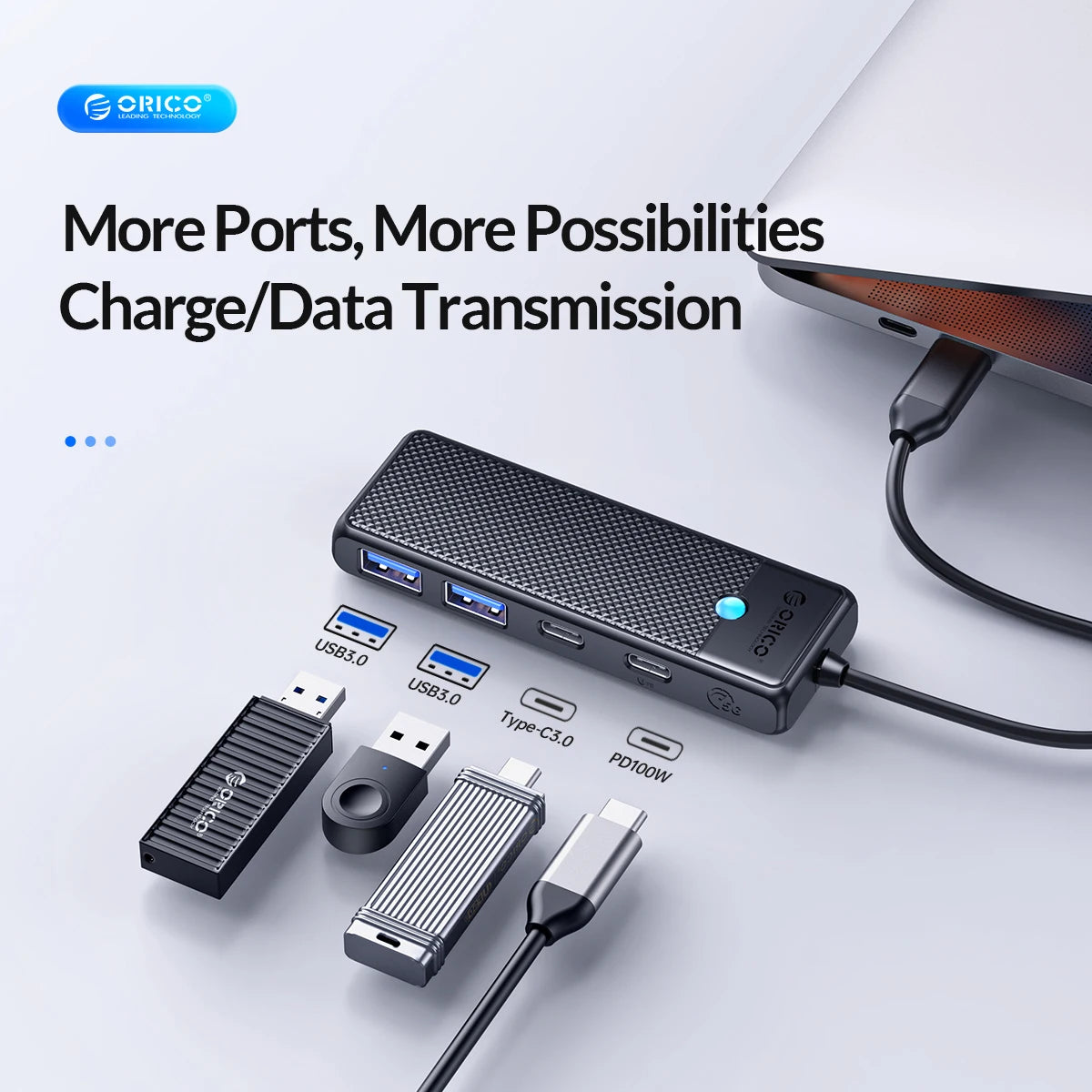 4-in-1 USB-C Hub Adapter with 100W PD Charging & 5Gbps Data Transfer - 9