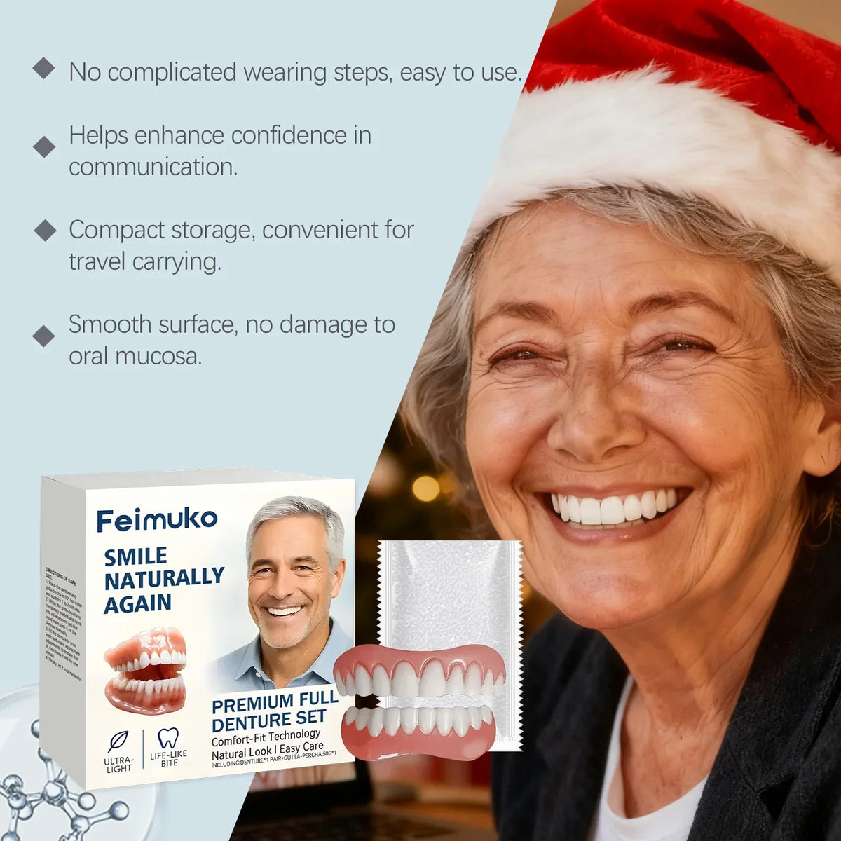 Natural Look Instant Cosmetic Denture Set for Comfortable Smile Correction