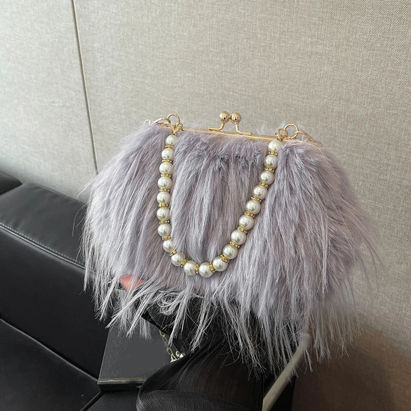Luxury Plush Pearl Handbag