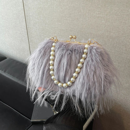 Luxury Plush Pearl Handbag