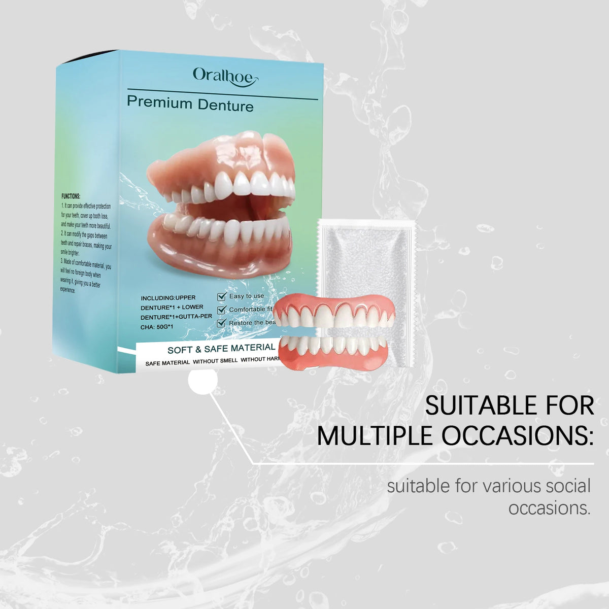 Temporary Silicone Dental Veneers - Custom Fit Comfortable False Teeth Set