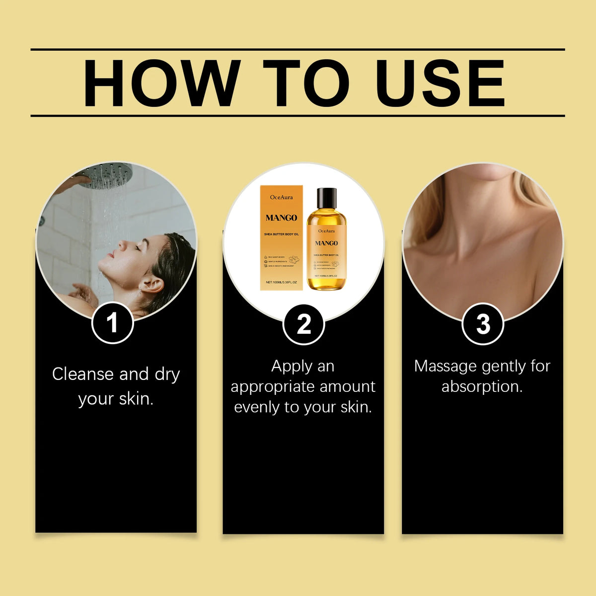 Mango Shea Butter Body Oil - Nourishing Moisturizer for Dry and Rough Skin