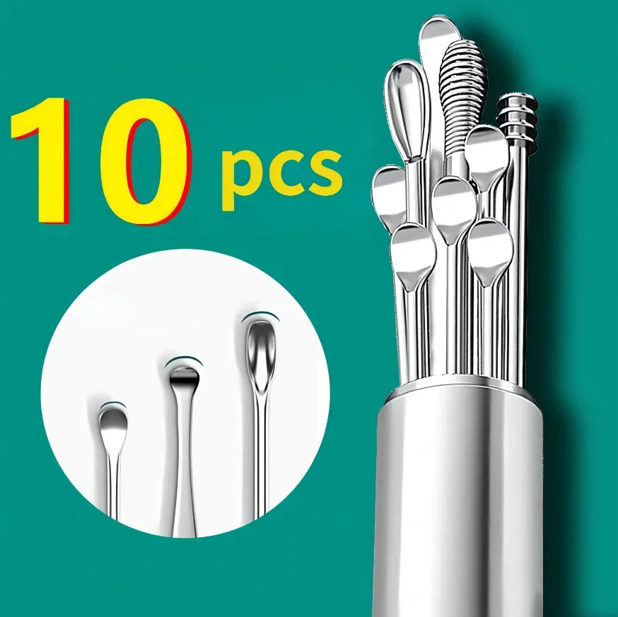 Professional Stainless Steel Ear Wax Removal Kit & Cleaning Tool Set