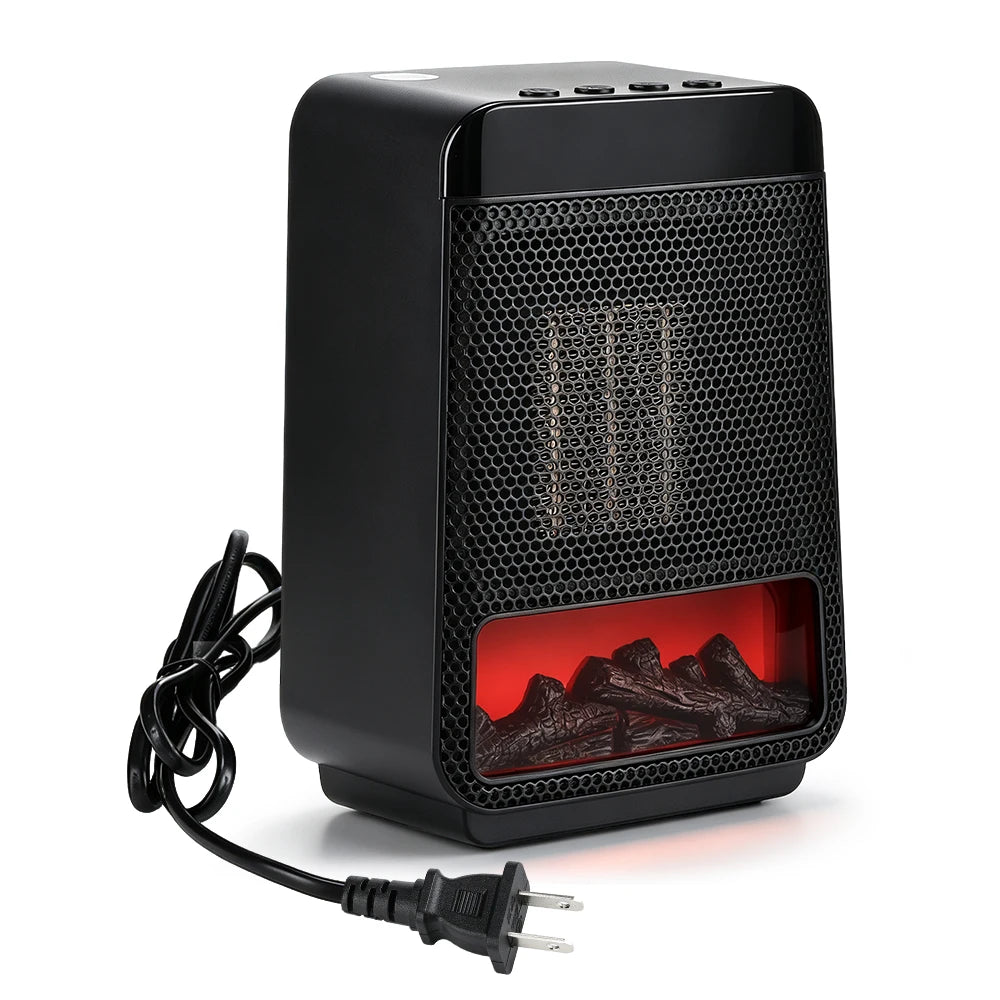 Portable Electric Ceramic Space Heater with Ambient Flame Light & Timer - 27
