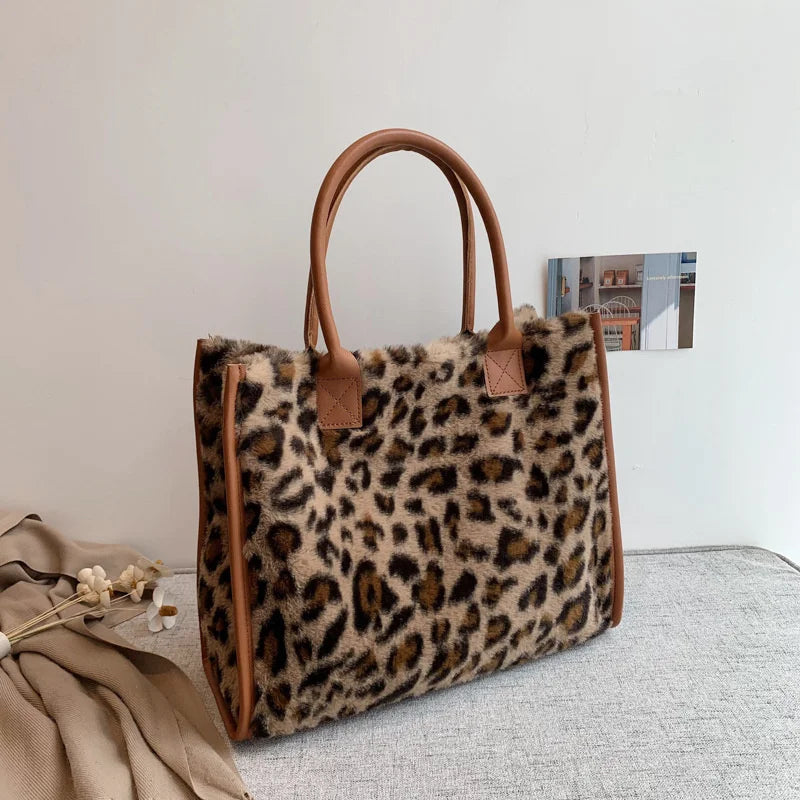 Luxury Fluffy Animal Print Tote