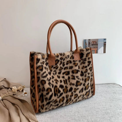Luxury Fluffy Animal Print Tote