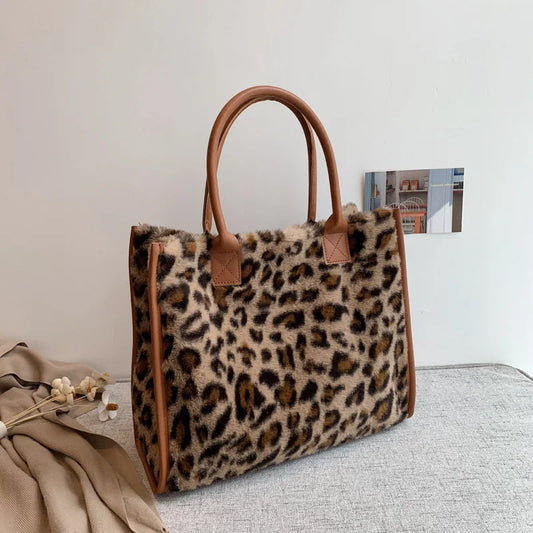Luxury Fluffy Animal Print Tote