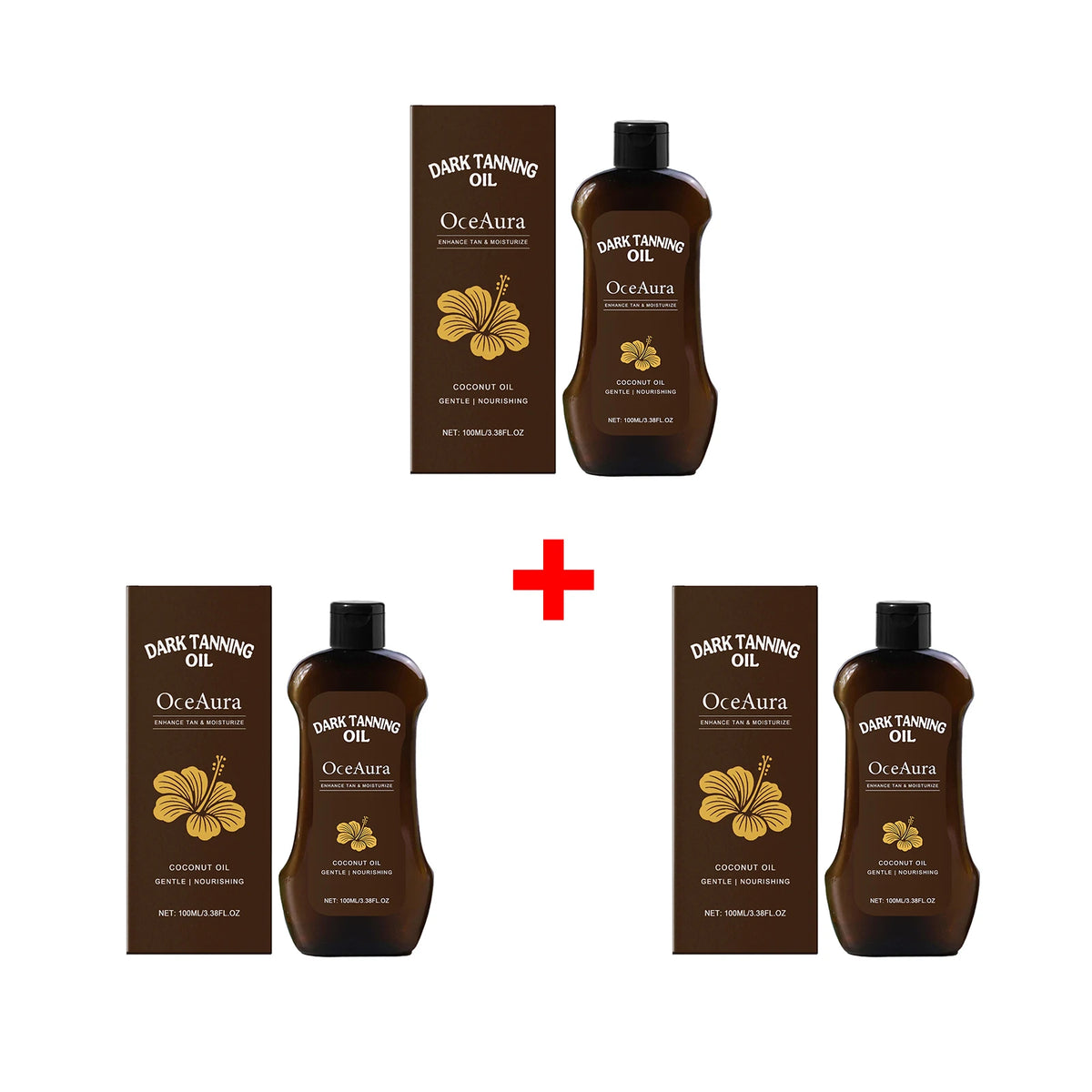 OceAura Coconut Dark Tanning Oil for Deep Bronze Tan & Skin Hydration