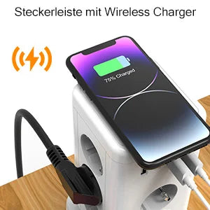 15-in-1 Vertical Power Strip Tower with USB-C & Wireless Charging