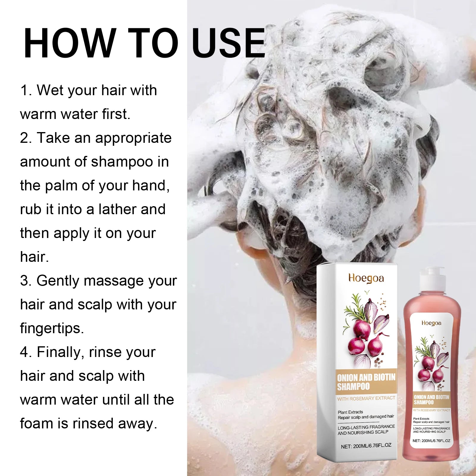 Onion & Biotin Hair Repair Shampoo - Nourishing Scalp & Anti-Dandruff Treatment - 10