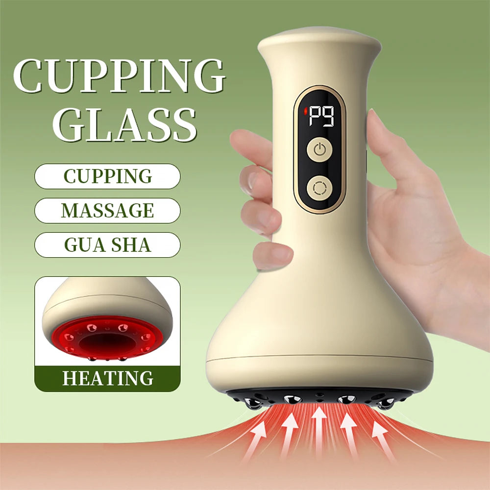 Electric Cupping & Gua Sha Massager - Adjustable Heat & Suction Therapy Device - 10