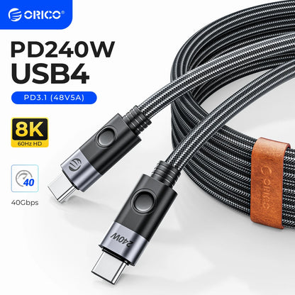 ORICO 240W USB4 Cable - 40Gbps Data, 8K Video & Fast PD Charging
