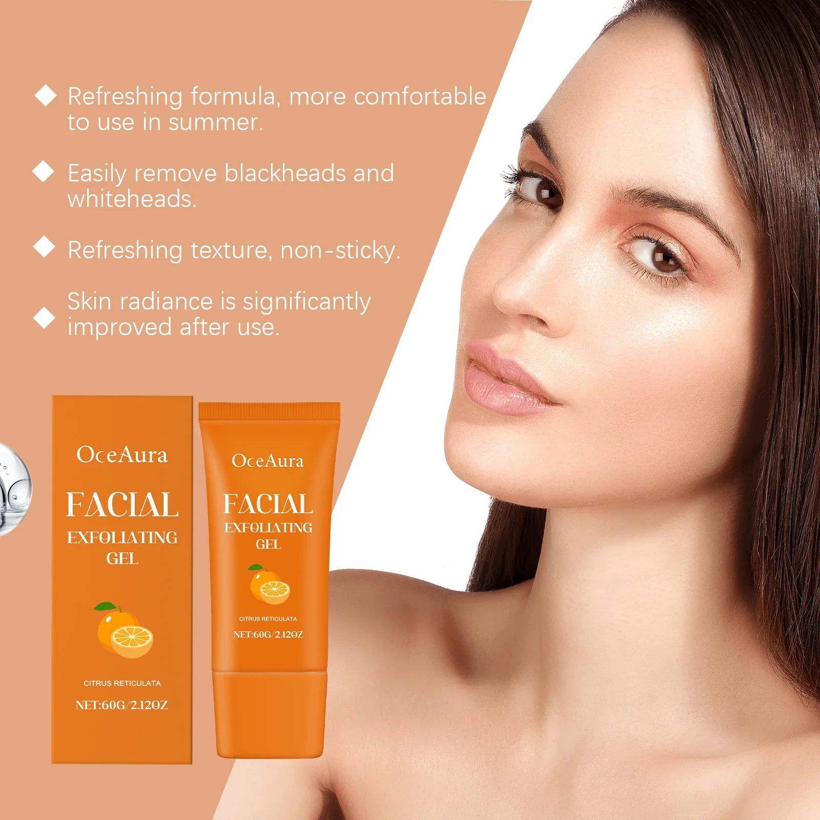 Orange Vitamin C Facial Exfoliating Gel for Deep Cleansing & Brightening - 10