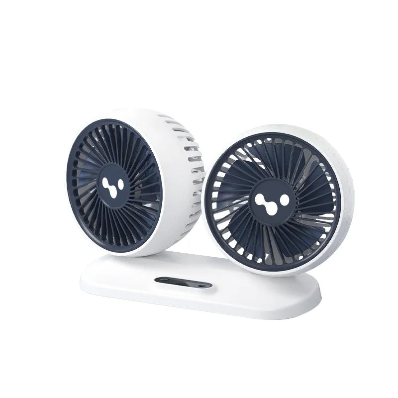 Dual Head USB Car Fan - 3-Speed 360° Adjustable Dashboard Fan
