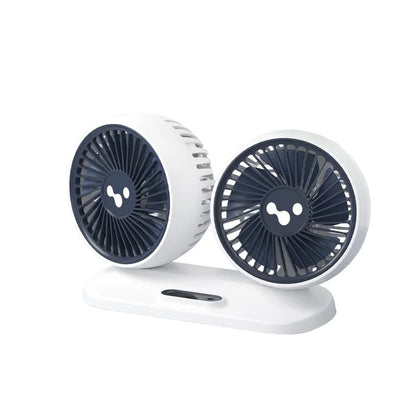 Dual Head USB Car Fan - 3-Speed 360° Adjustable Dashboard Fan