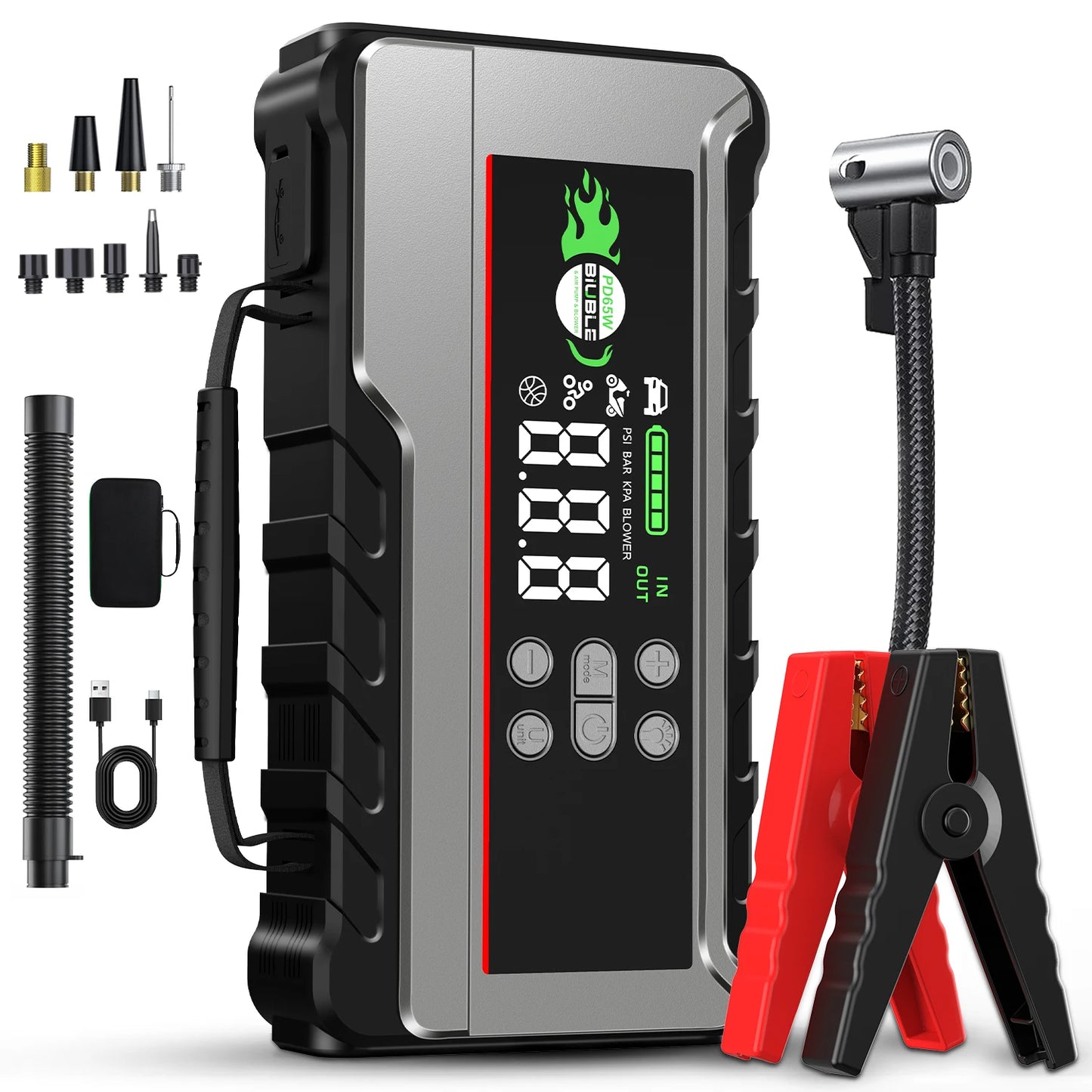 7000A Portable Car Jump Starter with 150PSI Air Compressor & Power Bank