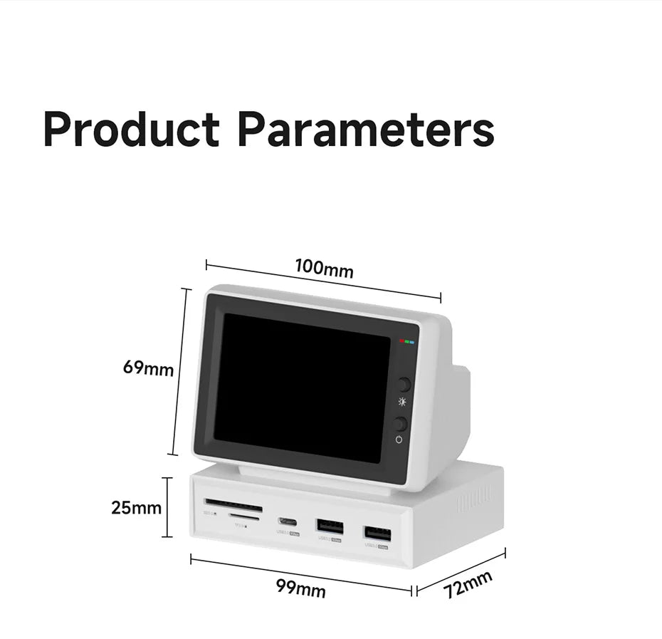 3.5" IPS Mini PC Data Monitor & USB-C Docking Station for Laptop
