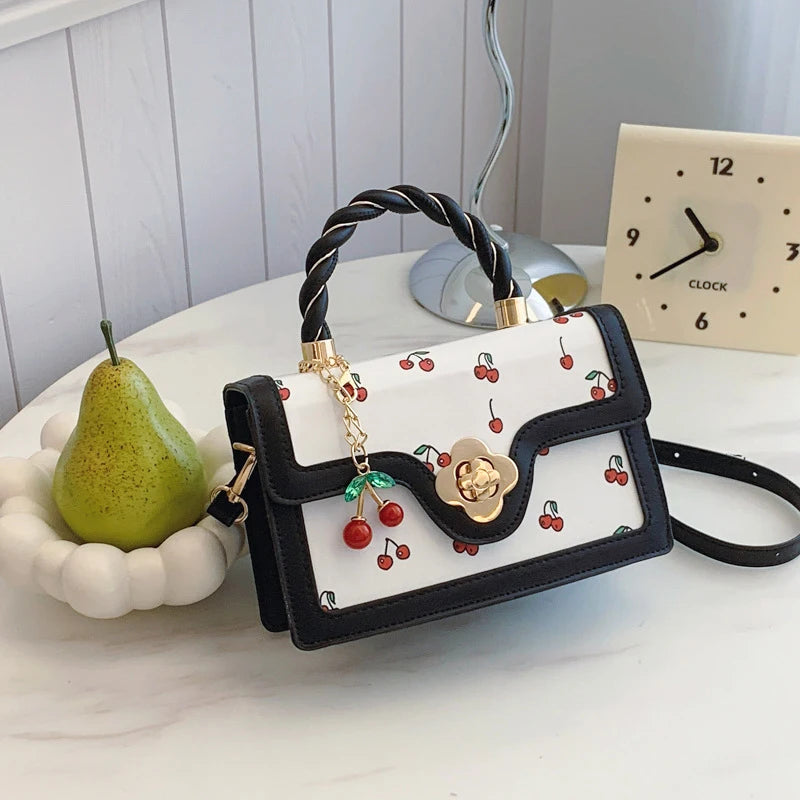 Luxury Cherry Print Satchel