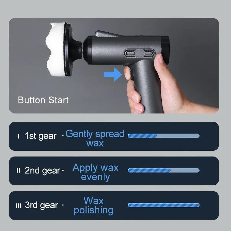 Handheld Cordless Car Polisher & Waxing Machine | 4000mAh Buffer Tool
