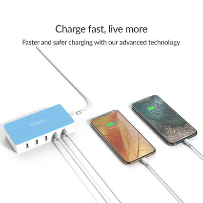 Multi-Port Desktop USB Charging Station - 5-Port Fast Home Office Hub