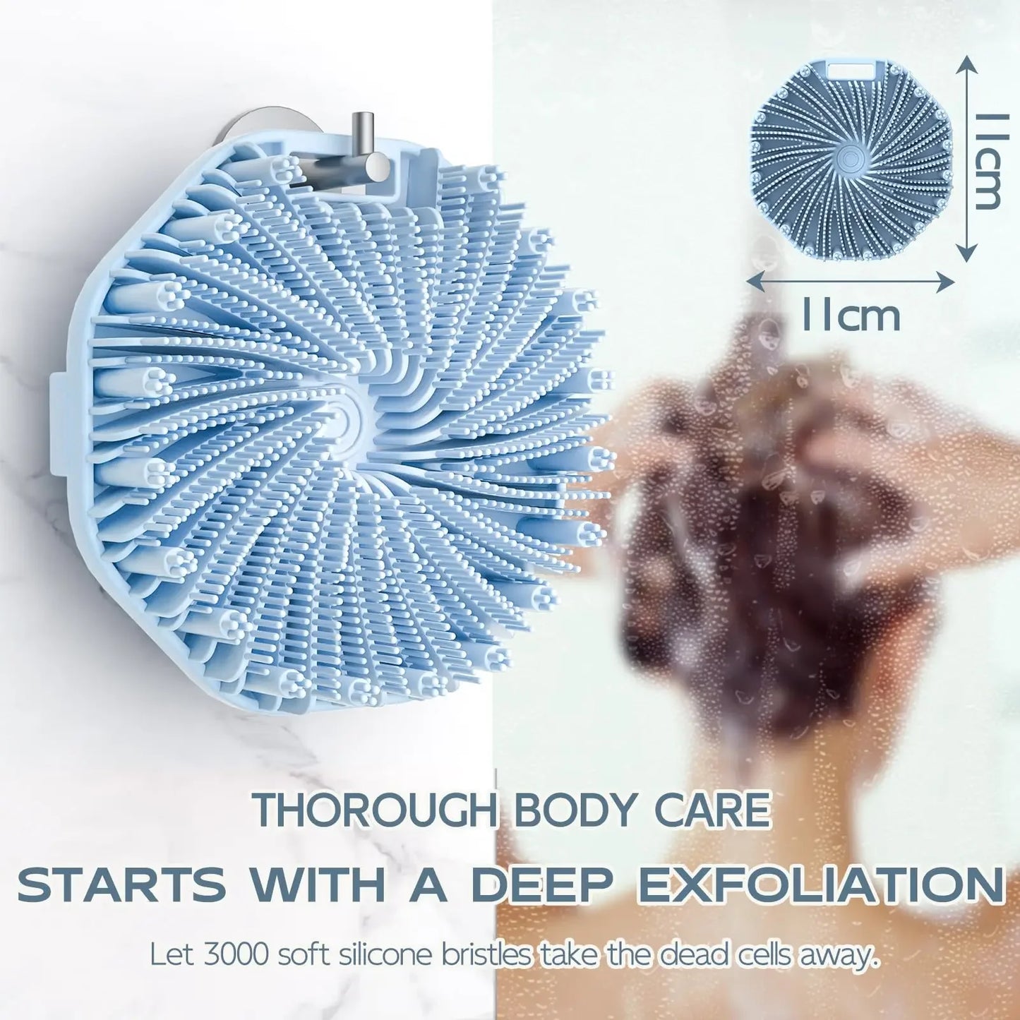 Silicone Body Scrubber & Exfoliating Shower Brush with Non-Slip Grip