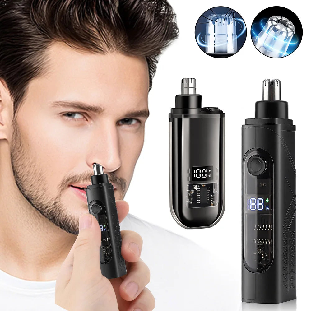 Professional Electric Nose & Ear Hair Trimmer with LED Battery Display - 1