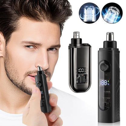 Professional Electric Nose & Ear Hair Trimmer with LED Battery Display