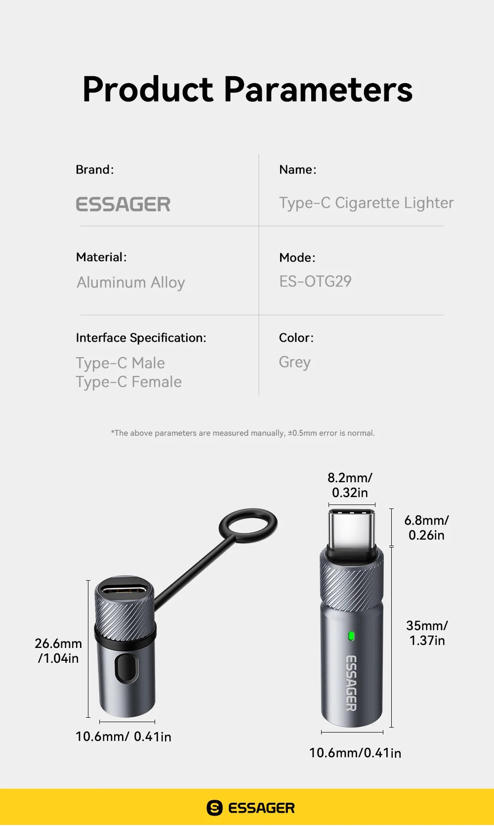 Portable Type-C Flameless Tungsten Electric Lighter – Compact & Safe