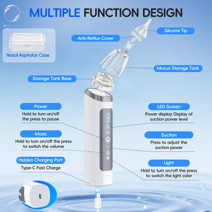 Electric Baby Nasal Aspirator - Safe & Gentle Automatic Nose Cleaner