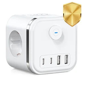 7-in-1 European Power Strip Cube with 4 USB/Type-C Fast Charging Ports - 17