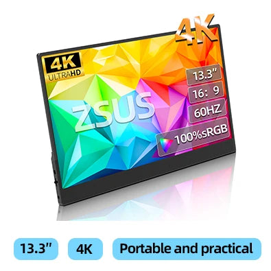 14-Inch 2K Portable Monitor - Ultra HD 60Hz Laptop & Gaming Screen - 17
