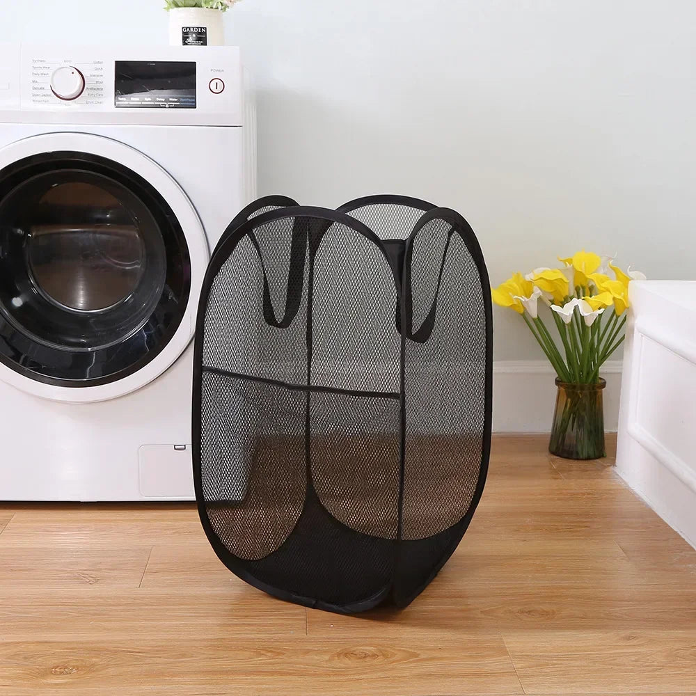 Foldable Mesh Laundry Basket - Large Pop-Up Hamper & Portable Bathroom Storage Organizer - 12