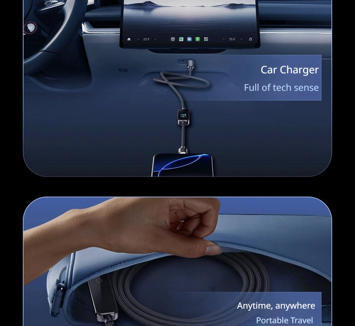 240W USB-C Fast Charging Cable with Real-Time LED Power Display - 22