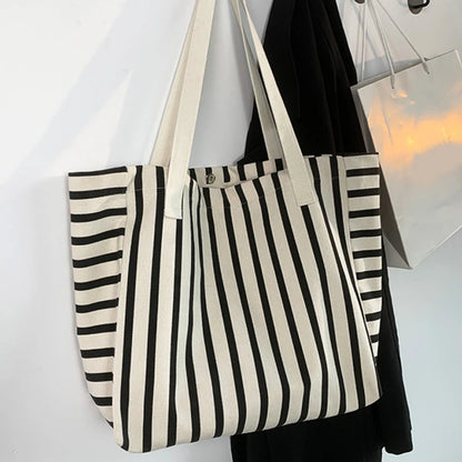 Luxury Striped Canvas Beach Tote