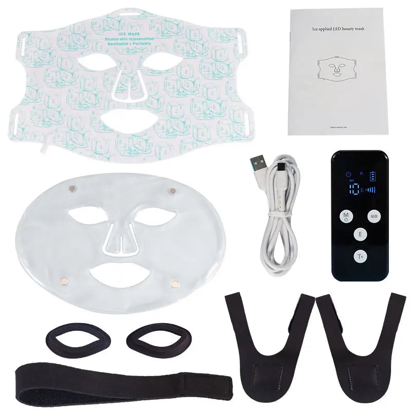 LED Red Light Therapy Face Mask with Cooling Gel Pack for Skin Rejuvenation