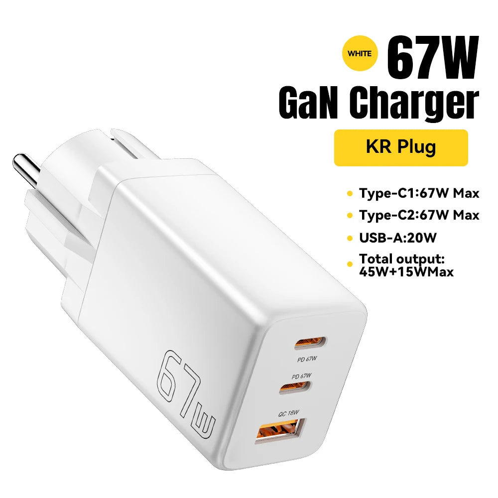 Essager 67W GaN USB-C Fast Wall Charger - Multi-Port Power Adapter