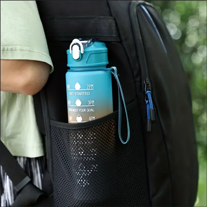 Motivational 750ml Sports Water Bottle with Time Marker & Leak-Proof Straw