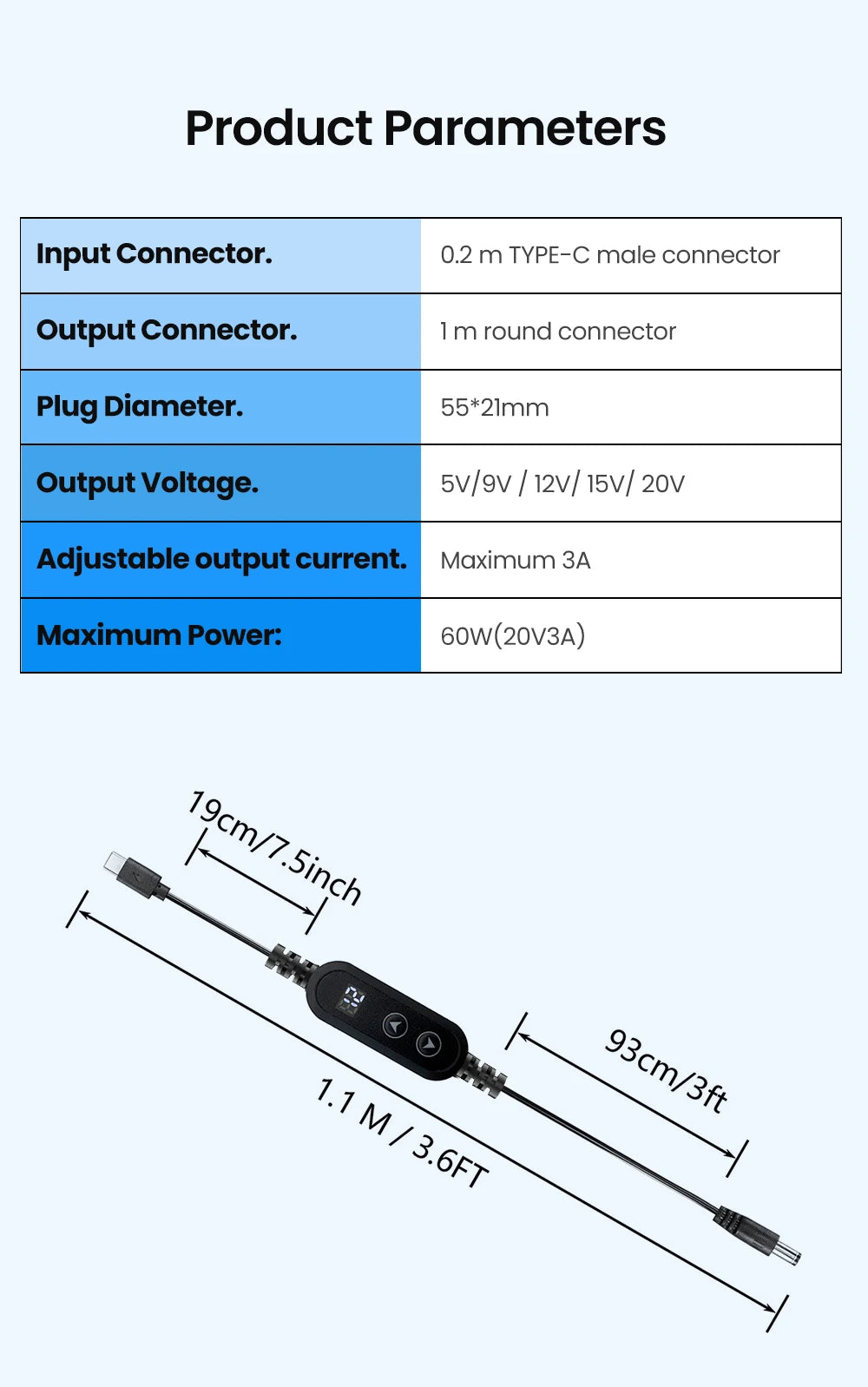 USB-C to DC Fast Charging Power Boost Cable - 5V/9V/12V/15V/20V Adapter - 29