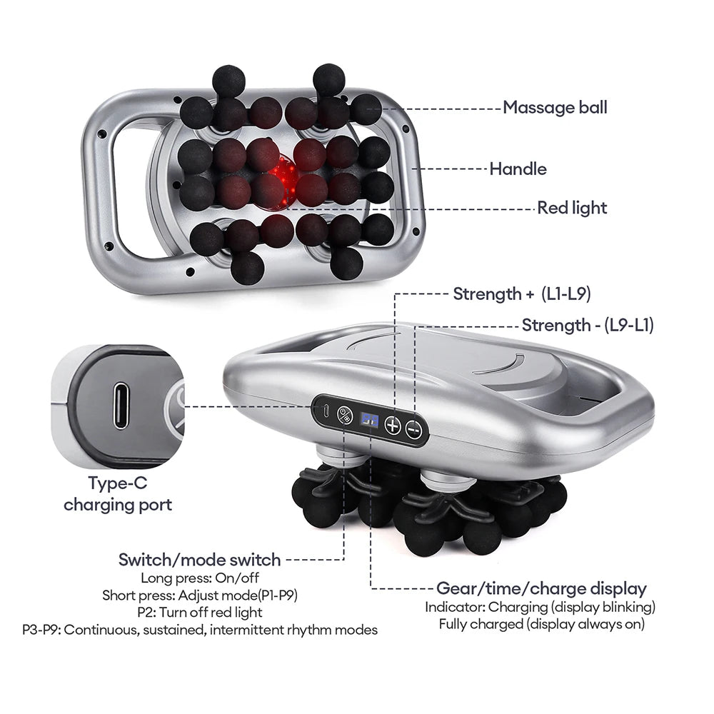 22-Head Fascia Massage Gun - Deep Tissue Body Massager