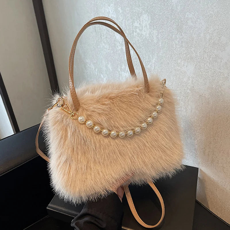 Luxury Plush Pearl Handbag