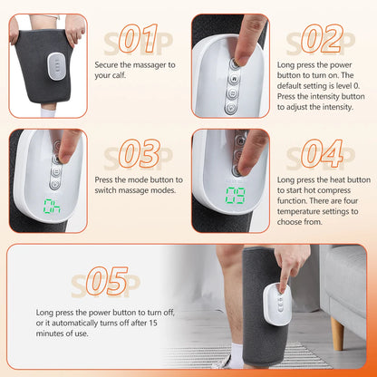 Cordless Air Compression Leg Massager with Heat for Calf Pain Relief
