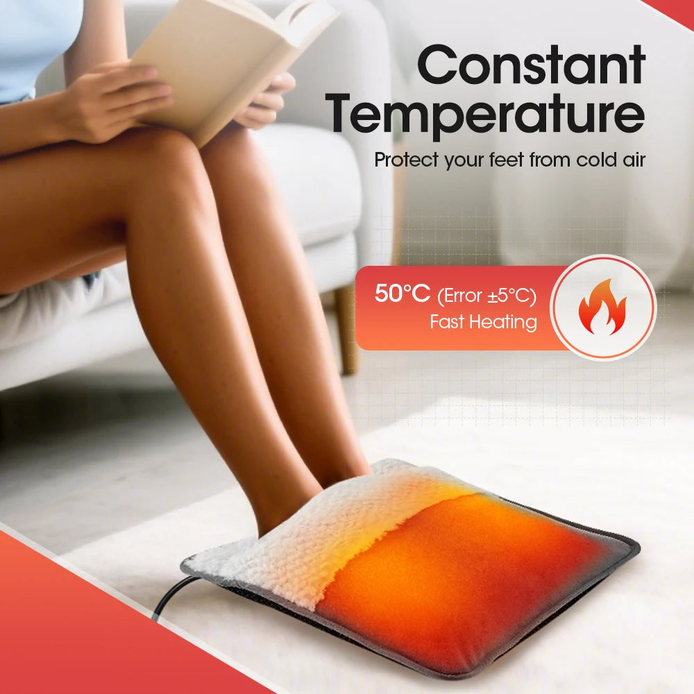 USB Heated Foot Warmer - Portable Plush Electric Warming Mat for Home & Office
