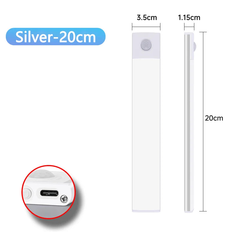 Ultra-Thin Magnetic LED Motion Sensor Cabinet Light - Type-C Rechargeable & Dimmable