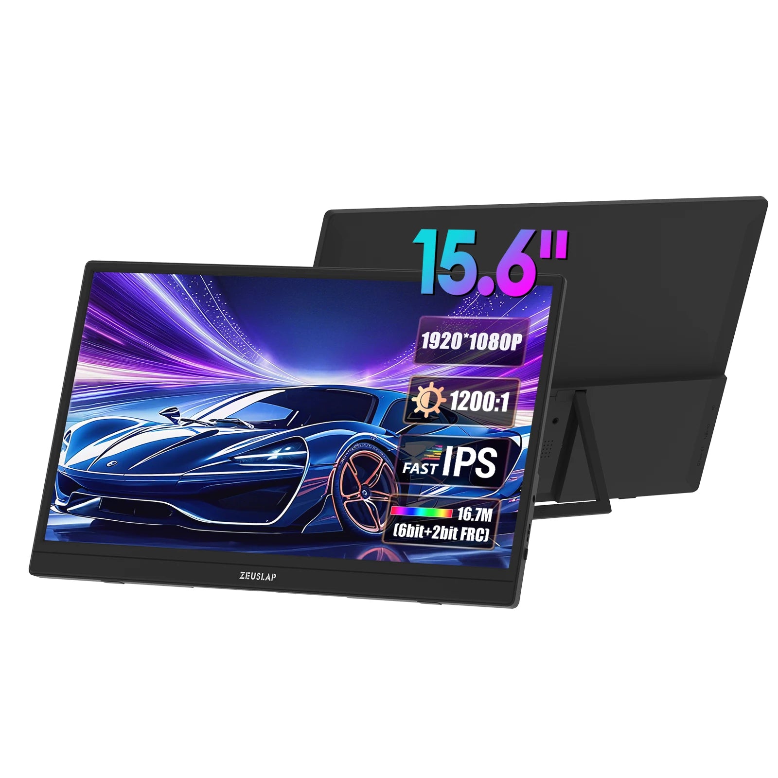 15.6" Full HD 1080P Portable Monitor - Slim IPS Display for Laptop & Gaming - 1