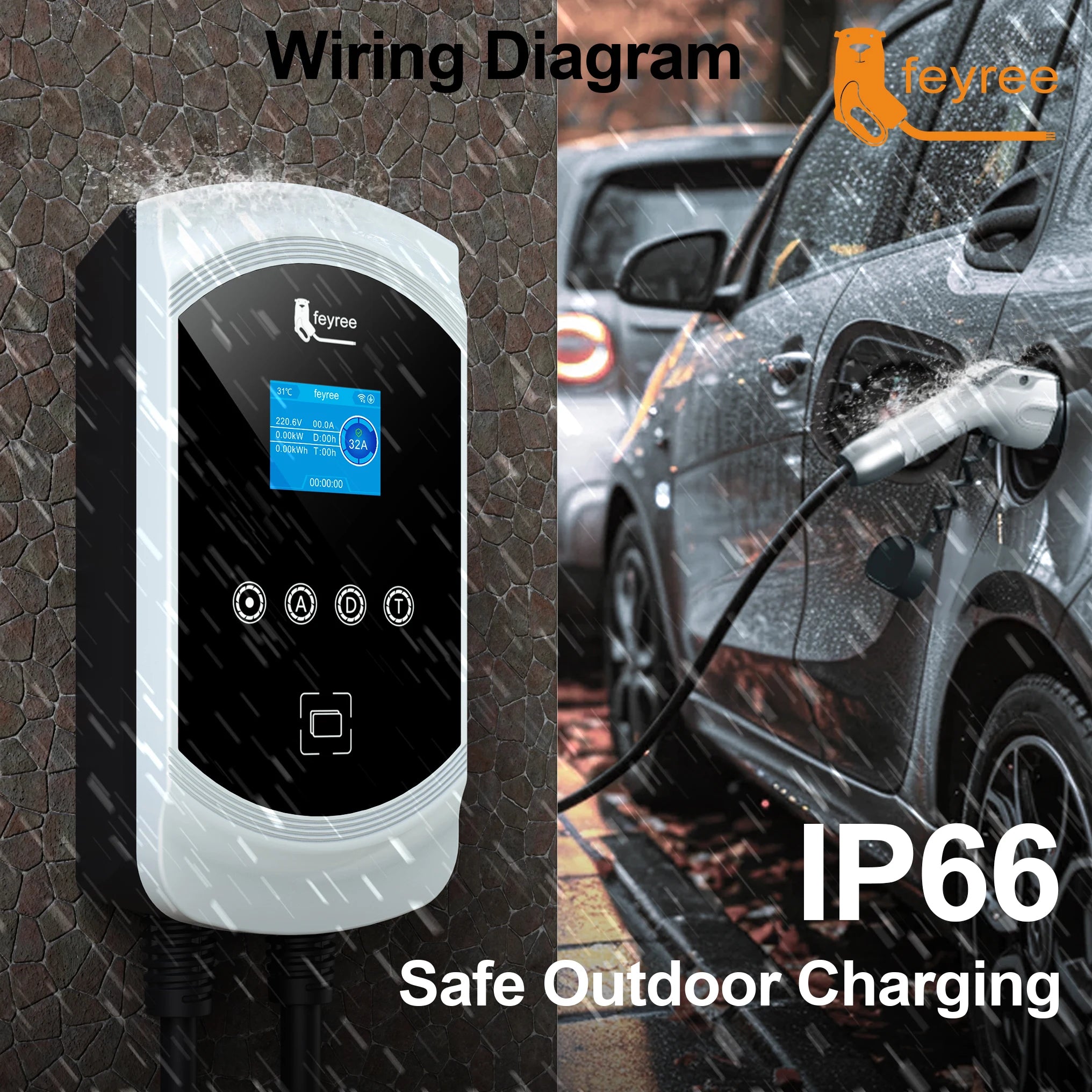 Smart EV Charging Station 7kW-22kW with App Control & Dynamic Load Balancing - 22