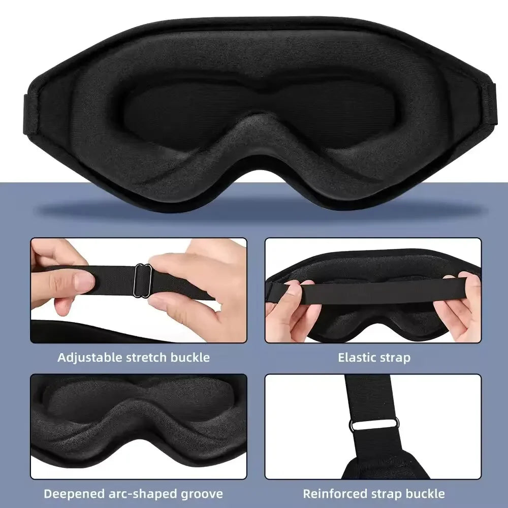 3D Memory Foam Sleep Mask with Adjustable Nose Bridge for Total Light Blockout - 8