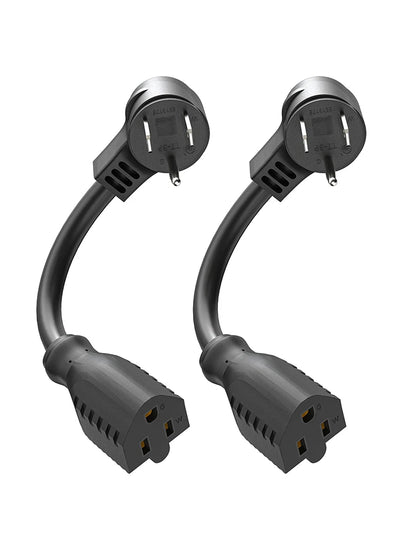 1ft Extension Cord - Low Profile Flat Plug 3-Prong Power Extension Cable
