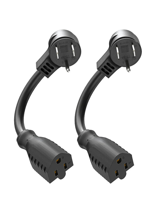 1ft Extension Cord - Low Profile Flat Plug 3-Prong Power Extension Cable
